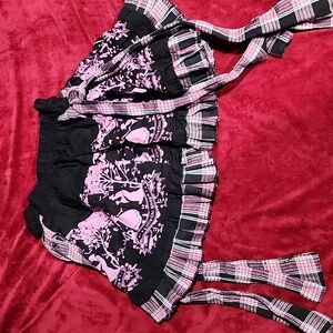 Lolita skirt mini Pink black ruffles